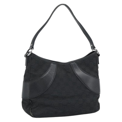 GUCCI GG Canvas Shoulder Bag Black Silver 113 012 Auth 194061