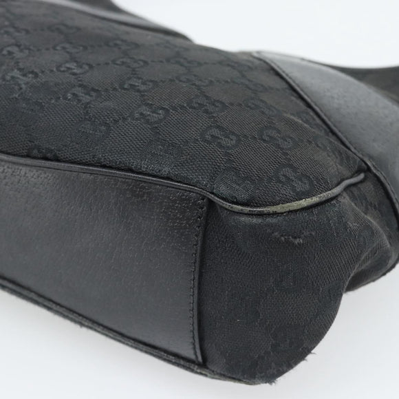 GUCCI GG Canvas Shoulder Bag Black Silver 113 012 Auth 194061