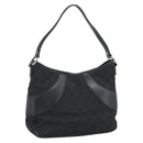 GUCCI GG Canvas Shoulder Bag Black Silver 113 012 Auth 194061-1