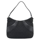 GUCCI GG Canvas Shoulder Bag Black Silver 113 012 Auth 194061-2