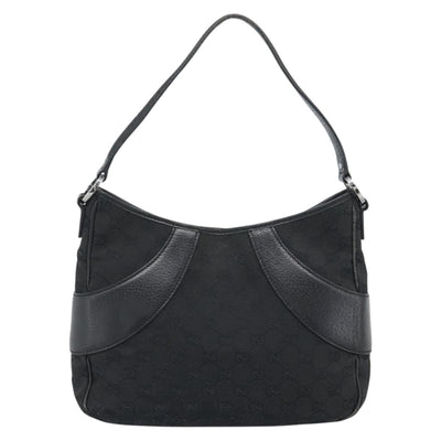 GUCCI GG Canvas Shoulder Bag Black Silver 113 012 Auth 194061 - 0