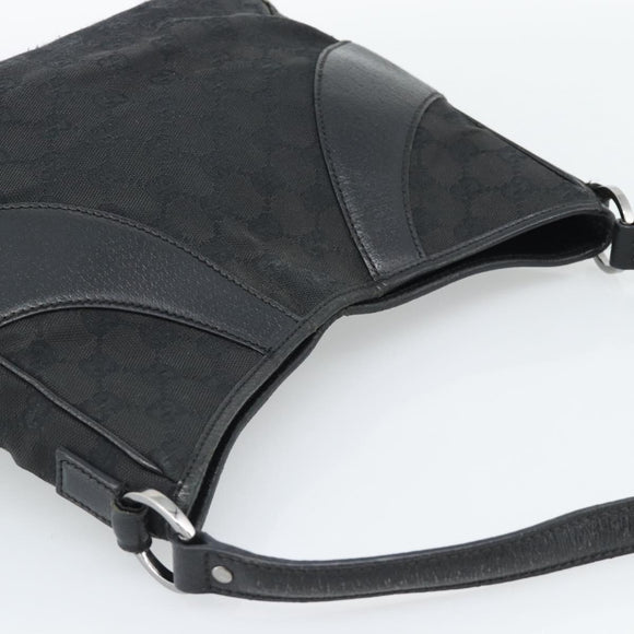GUCCI GG Canvas Shoulder Bag Black Silver 113 012 Auth 194061