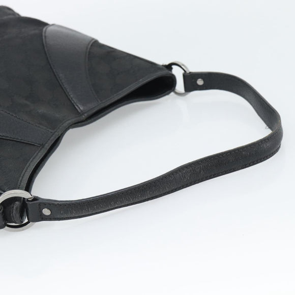 GUCCI GG Canvas Shoulder Bag Black Silver 113 012 Auth 194061
