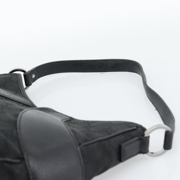 GUCCI GG Canvas Shoulder Bag Black Silver 113 012 Auth 194061