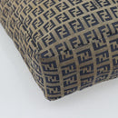 FENDI Zucchino Canvas Tote Bag Navy Silver 8BH006 Auth 194069-14