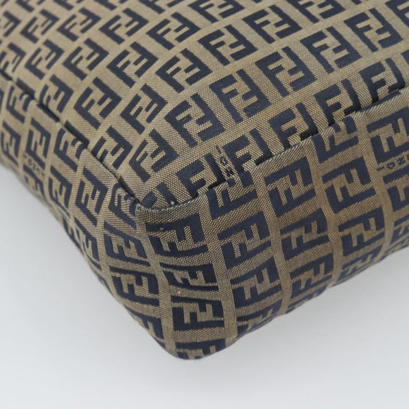 FENDI Zucchino Canvas Tote Bag Navy Silver 8BH006 Auth 194069