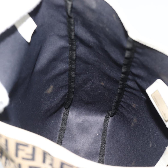 FENDI Zucchino Canvas Tote Bag Navy Silver 8BH006 Auth 194069