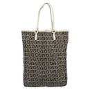 FENDI Zucchino Canvas Tote Bag Navy Silver 8BH006 Auth 194069-13