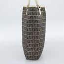 FENDI Zucchino Canvas Tote Bag Navy Silver 8BH006 Auth 194069-4