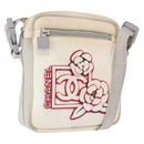 CHANEL Sports Line Shoulder Bag Nylon White Silver CC Auth 194071-1