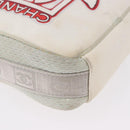 CHANEL Sports Line Shoulder Bag Nylon White Silver CC Auth 194071-10