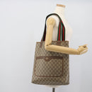 GUCCI GG Supreme Web Sherry Line Tote Bag PVC Beige 39 02 003 Auth 194073-20