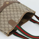 GUCCI GG Supreme Web Sherry Line Tote Bag PVC Beige 39 02 003 Auth 194073-6
