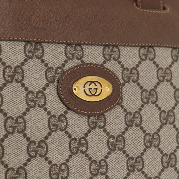 GUCCI GG Supreme Business Bag PVC Beige Gold Auth 194077