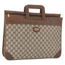 GUCCI GG Supreme Business Bag PVC Beige Gold Auth 194077-1
