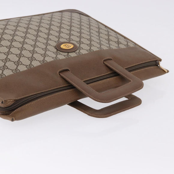 GUCCI GG Supreme Business Bag PVC Beige Gold Auth 194077