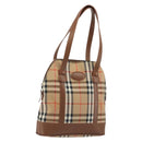 Burberrys Nova Check Shoulder Bag Canvas Beige Brown Auth 194078A-1