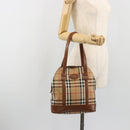 Burberrys Nova Check Shoulder Bag Canvas Beige Brown Auth 194078A-22
