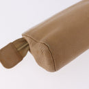 CHANEL COCO Mark Pouch Caviar Skin Beige Gold Tone CC Auth 194083-10