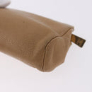 CHANEL COCO Mark Pouch Caviar Skin Beige Gold Tone CC Auth 194083-11