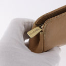 CHANEL COCO Mark Pouch Caviar Skin Beige Gold Tone CC Auth 194083-12