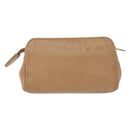 CHANEL COCO Mark Pouch Caviar Skin Beige Gold Tone CC Auth 194083-3