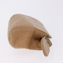 CHANEL COCO Mark Pouch Caviar Skin Beige Gold Tone CC Auth 194083-4