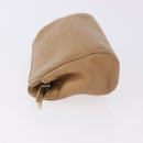 CHANEL COCO Mark Pouch Caviar Skin Beige Gold Tone CC Auth 194083-5