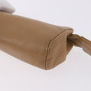 CHANEL COCO Mark Pouch Caviar Skin Beige Gold Tone CC Auth 194083-9