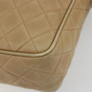 CHANEL COCO Mark Matelasse Shoulder Bag Lamb Skin Beige Gold Tone CC Auth 194085-9