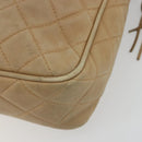 CHANEL COCO Mark Matelasse Shoulder Bag Lamb Skin Beige Gold Tone CC Auth 194085-15