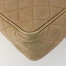 CHANEL COCO Mark Matelasse Shoulder Bag Lamb Skin Beige Gold Tone CC Auth 194085-16