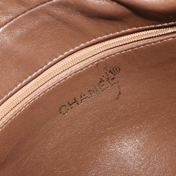 CHANEL COCO Mark Matelasse Shoulder Bag Lamb Skin Beige Gold Tone CC Auth 194085