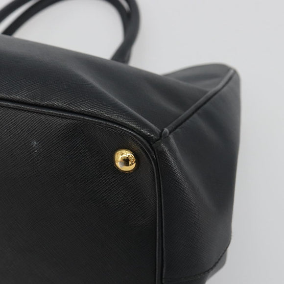 PRADA Galleria Hand Bag Saffiano Black Gold Tone Auth 194087A