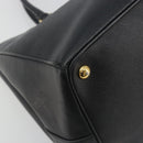 PRADA Galleria Hand Bag Saffiano Black Gold Tone Auth 194087A-17