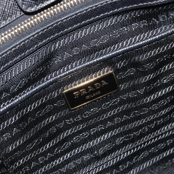 PRADA Galleria Hand Bag Saffiano Black Gold Tone Auth 194087A