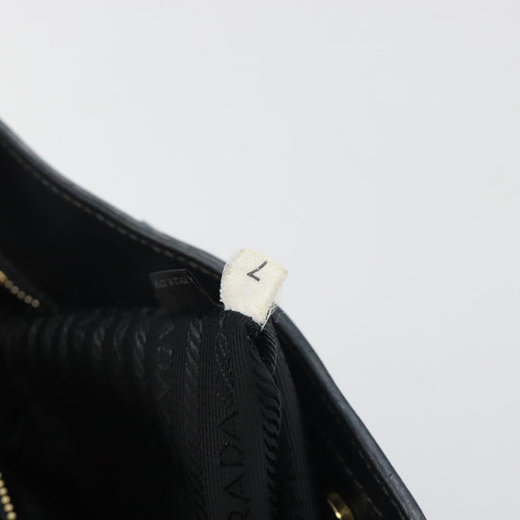 PRADA Galleria Hand Bag Saffiano Black Gold Tone Auth 194087A