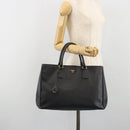 PRADA Galleria Hand Bag Saffiano Black Gold Tone Auth 194087A-26