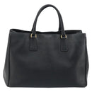 PRADA Galleria Hand Bag Saffiano Black Gold Tone Auth 194087A-2
