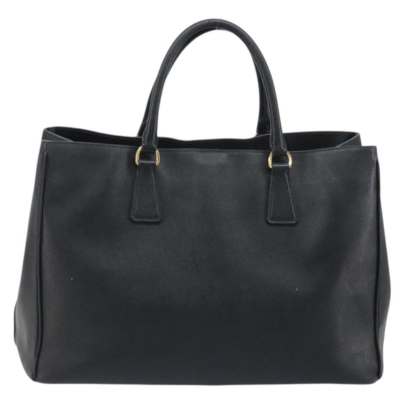 PRADA Galleria Hand Bag Saffiano Black Gold Tone Auth 194087A