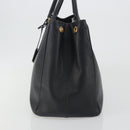 PRADA Galleria Hand Bag Saffiano Black Gold Tone Auth 194087A-3