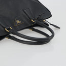 PRADA Galleria Hand Bag Saffiano Black Gold Tone Auth 194087A-7