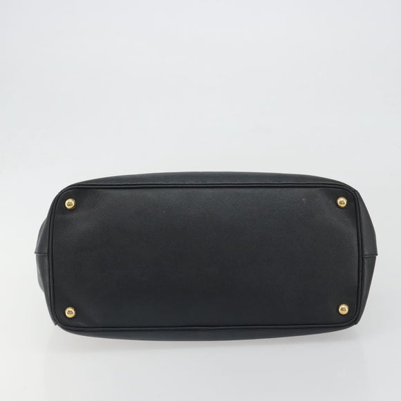 PRADA Galleria Hand Bag Saffiano Black Gold Tone Auth 194087A
