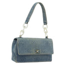 CHANEL COCO Mark Chain Shoulder Bag Denim Blue Clear CC Auth 194091V-1