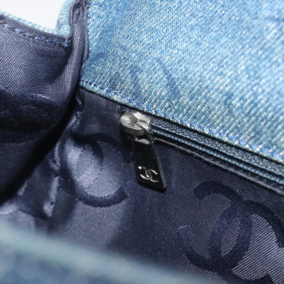 CHANEL COCO Mark Chain Shoulder Bag Denim Blue Clear CC Auth 194091V