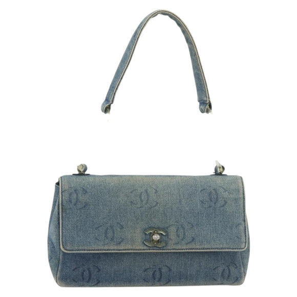 CHANEL COCO Mark Chain Shoulder Bag Denim Blue Clear CC Auth 194091V