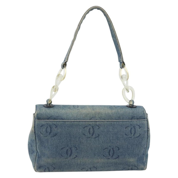 CHANEL COCO Mark Chain Shoulder Bag Denim Blue Clear CC Auth 194091V