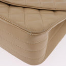 CHANEL Matelasse Chain Shoulder Bag Lamb Skin Beige Gold Tone CC Auth 194094A-15