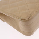 CHANEL Matelasse Chain Shoulder Bag Lamb Skin Beige Gold Tone CC Auth 194094A-16