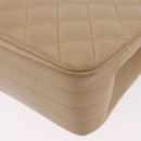 CHANEL Matelasse Chain Shoulder Bag Lamb Skin Beige Gold Tone CC Auth 194094A-17